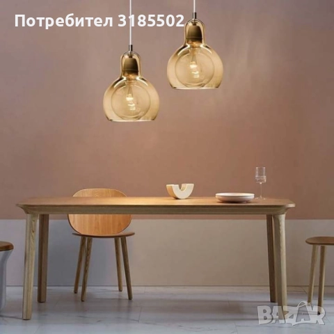 Пендел Globe, Е27, Кехлибар, Опушено сиво, снимка 7 - Лампи за таван - 51446096