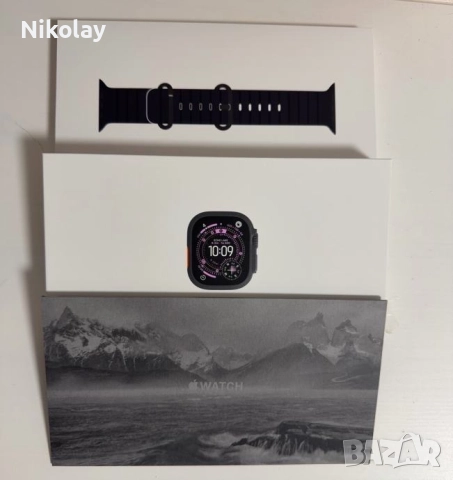 НОВ!!! APPLE WATCH ULTRA3 49 BLACK Ti Black Ocean Band (A3281), снимка 3 - Apple iPhone - 52917432