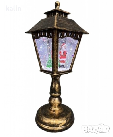 Коледен декоративен фенер с падащ сняг и светодиодно осветление, снимка 3 - Декорация за дома - 51545971