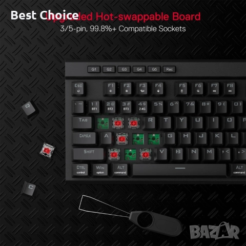 Гейминг механична RGB клавиатура Redragon VATA Pro K580. , снимка 2 - Клавиатури и мишки - 52713054