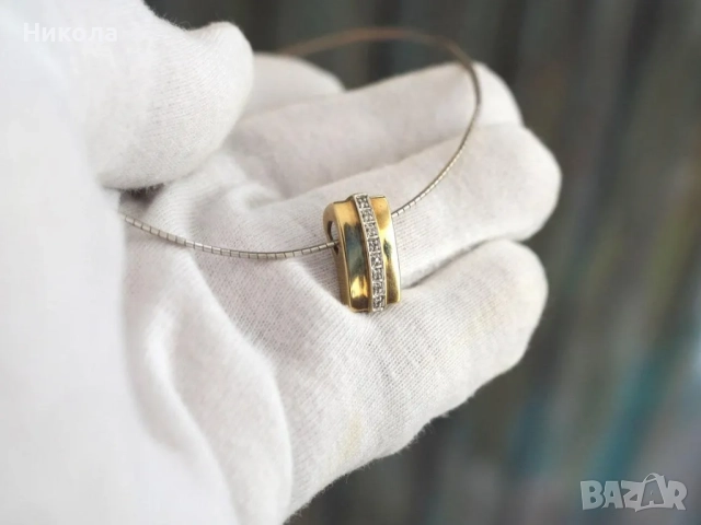 Винтидж златен медальон - 8к .333 с 8 диаманта, снимка 3 - Колиета, медальони, синджири - 52355581