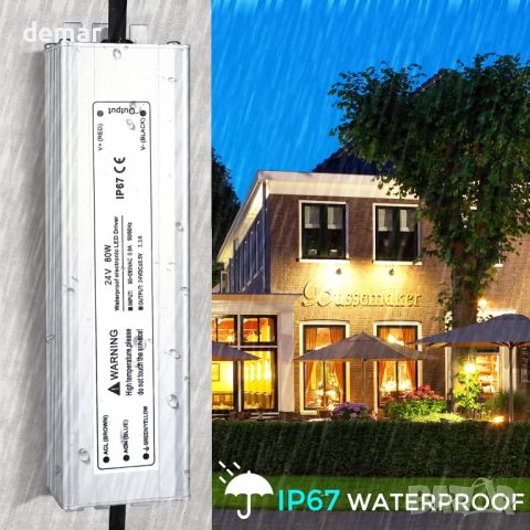 LightingWill 24V 3,33A 80W захранване IP67, външен водоустойчив, AC 240V към DC 24V трансформатор, снимка 4 - Друга електроника - 46480172