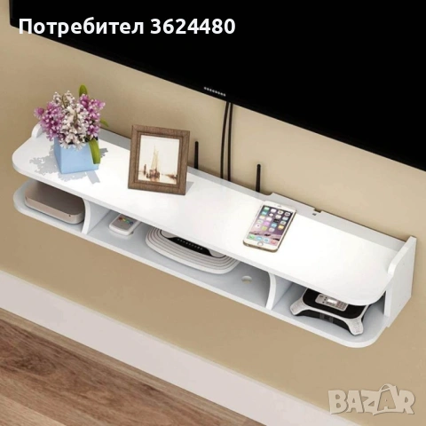 Стенен ТВ рафт с отделения за приемник 000007, снимка 2 - Шкафове - 53576820
