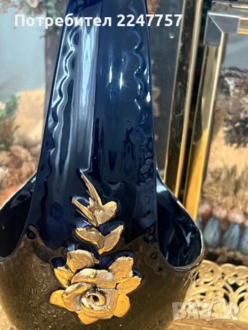 Ваза кошница порцелан Echt Kobalt, снимка 3 - Антикварни и старинни предмети - 53022220