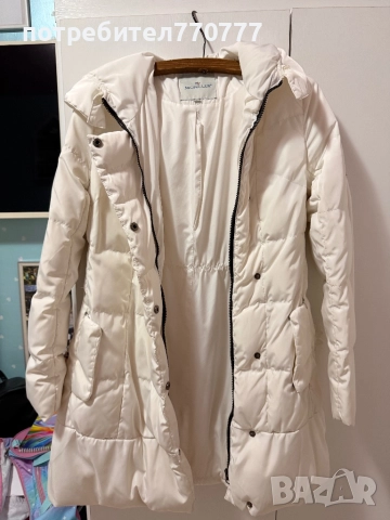 Бяло дълго яке Moncler Монклер 100% гъши пух, снимка 9 - Якета - 51921478