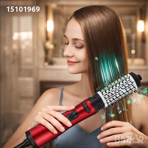 Професионална електрическа четка 3-в-1 за изправяне, къдрене и сушене, 1200W, автоматично въртене, снимка 3 - Преси за коса - 53525747