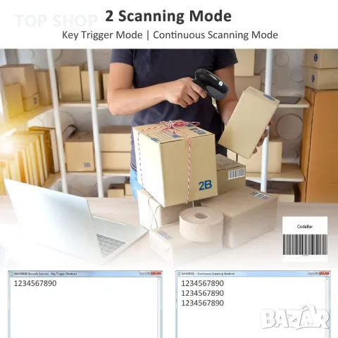 Bluetooth Баркод скенер четец IMHORESE C6150BT - Bluetooth 1D CCD баркод скенер, снимка 3 - Оборудване за магазин - 48938446