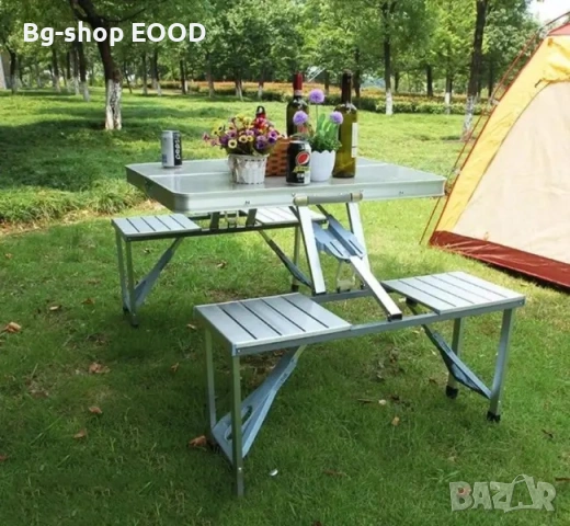ПРОМО!! Сгъваема маса и столове, за 4 души, За пикник и къмпинг, Алуминиева , снимка 6 - Маси - 53879267