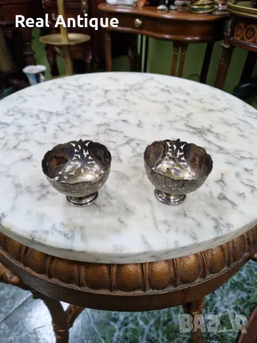 Чифт страхотни антикварни колекционерски сребърни зарфове , снимка 11 - Антикварни и старинни предмети - 50154118