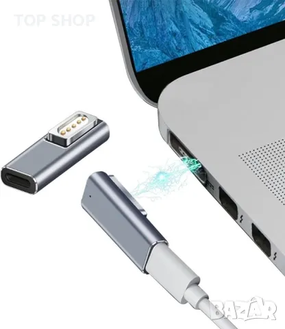 Магнитен USB C адаптер с L накрайник, снимка 1 - Друга електроника - 48735363