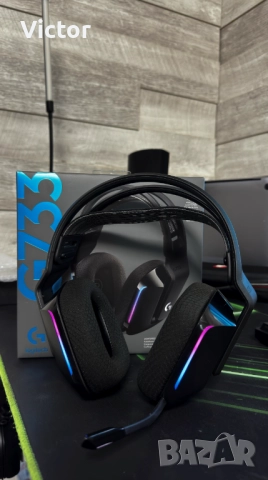 Гейминг слушалки Logitech - G733, lightspeed wireless, безжични, черни