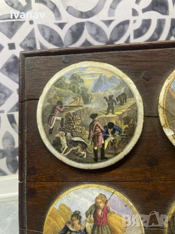 4 бр. капачета с дървена рамка във викториански стил от 19-ти век, 1880г., снимка 2 - Антикварни и старинни предмети - 53285628