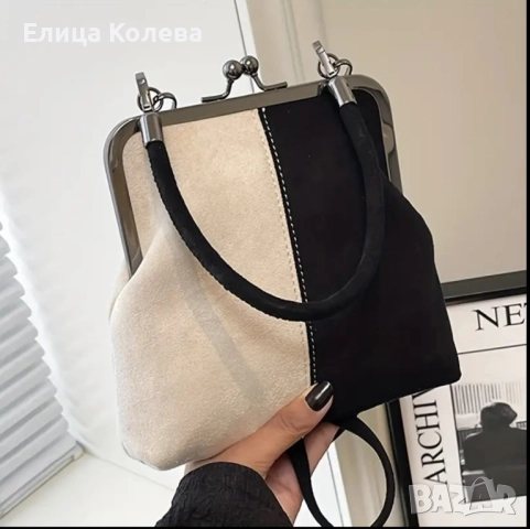 Нова малка дамска чанта в черно и бяло, снимка 2 - Чанти - 52401532