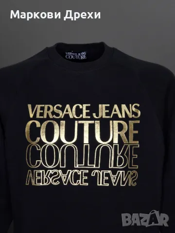 Versace Jeans Couture черен суичър с двойна златна щампа, снимка 3 - Суичъри - 47456992