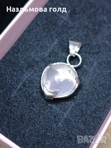 ръчно изработени сребърни обеци с медальон и розов кварц, снимка 7 - Обеци - 50641500