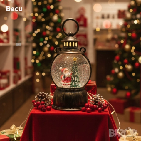 Коледен Лед фенер с Дядо Коледа, снимка 1