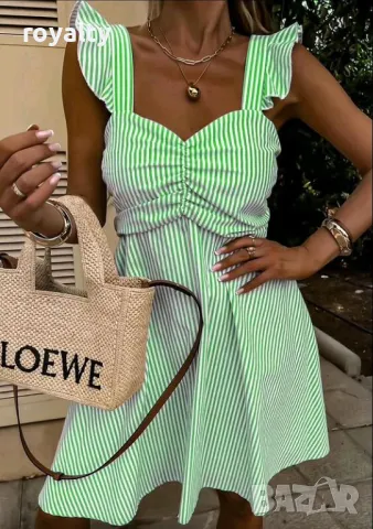 Дамска зелена рокля с презрамки