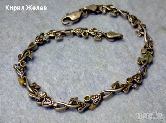 СТАРА ФЛОРАЛНА СРЕБЪРНА ГРИВНА ПАТИНИРАНО СРЕБРО 925 с ГНЕЗДА За ИНКРУСТИРАНЕ на СКЪПИ КАМЪНИ 19416, снимка 2 - Гривни - 50056576