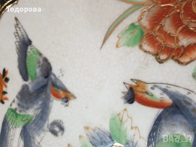 Порцеланова ръчно рисувана антикварна чиния-HAND-PAINTED ROYAL SATSUMA, снимка 3 - Сервизи - 48550161