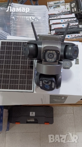 Тройна соларна безжична въртяща камера 4G 12MP работи с СИМ SIM карта мобилни данни от тел. оп, снимка 3 - IP камери - 51596504