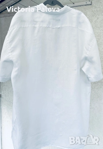 Ленена риза GANT оригинал, 100% лен, снежнобяла, 3XL, Португалия, снимка 4 - Ризи - 53929564