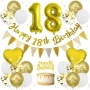 Нов Комплект декорация за 18 рожден ден банер балони златна украса парти, снимка 1