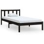 vidaXL Рамка за легло, черна, бор масив, 90x200 cм（SKU:810071, снимка 1 - Спални и легла - 45637136