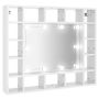 vidaXL Огледален шкаф с LED, бял гланц, 91x15x76,5 см(SKU:808870