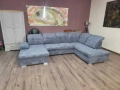 ПРОМОЦИЯ!!!Сив П-образен ъглов диван от плат рипсено кадифе Nixon, снимка 1