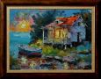 Авторска картина, "Морски пейзаж", масло на платно, размер 40 х 30 см., снимка 1 - Картини - 45608075