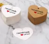 50 бр обли сърце сърца Handmade with love Тагове табелки етикети картонени подаръци ръчна изработка, снимка 3