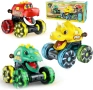 Играчки за деца с камиони динозаври, 3 броя играчки колички с динозаври със светещи колела, снимка 1