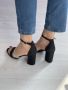 Елегантни дамски сандали с ток и бляскави линии за стилна походка Цветове и номера - черен и бял , снимка 4