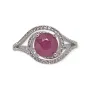 Пръстен със Сапфир или Рубин, Заобиколен от Прозрачни Топази, снимка 2