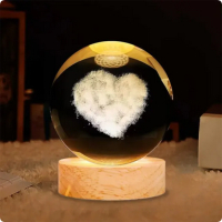LED Светеща кристална топка/лампа, 3D сензорна - Сърце, снимка 7 - Настолни лампи - 45036199