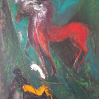 Енчо Пиронков - Червения кон, снимка 2 - Картини - 44956919