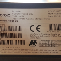 Motorola Edge 20, Dual SIM, 128GB, 8GB RAM, 5G, Grey, снимка 1 - Motorola - 45072295
