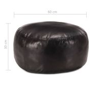 Пуф, черен, 60х30 см, естествена козя кожа, снимка 3 - Дивани и мека мебел - 45142505