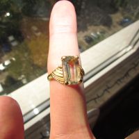 Сребърен пръстен със зелен аметист 13x8мм, 4гр., снимка 4 - Пръстени - 45403581