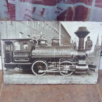 Метална табела влак локомотив ретро гара перон релси пътник, снимка 1 - Декорация за дома - 45083238