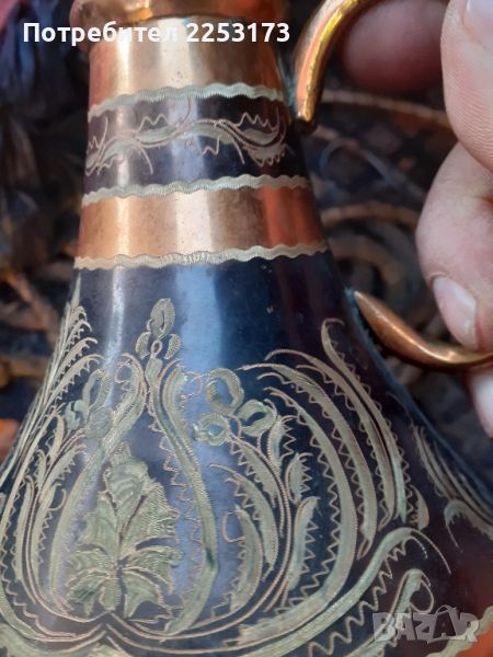 Медна кана и бронзова ваза лот, снимка 1