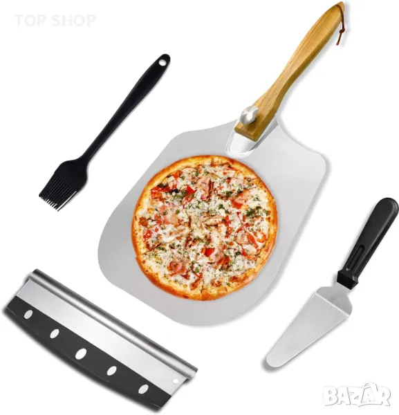 MYOTTPRO Алуминиева кора за пица, Включен скрепер и четка, снимка 1