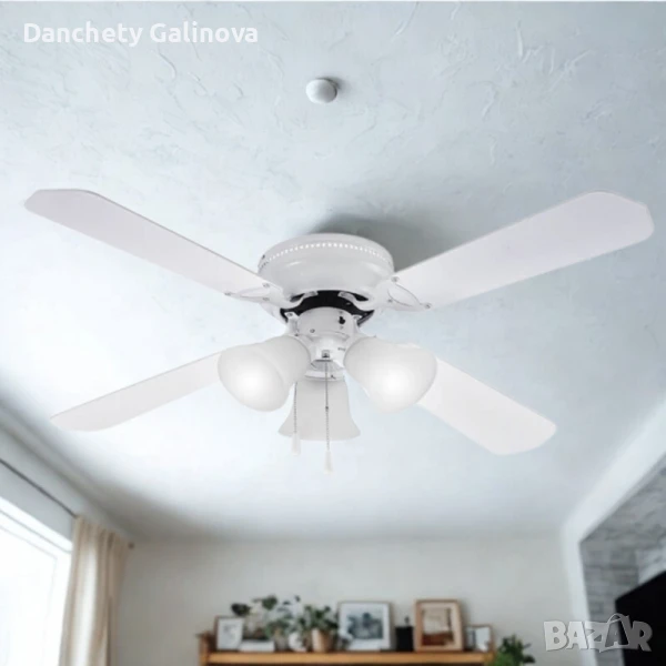 Таванен вентилатор с осветление , снимка 1