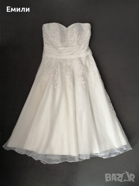Дамска сватбена рокля с бродерия, перли и мъниста р-р L, снимка 1