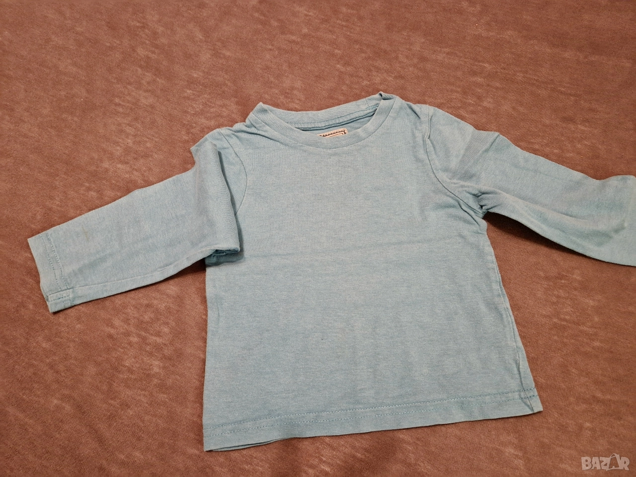9-12м 80см Блуза, памук, синя, без следи от употреба , снимка 1