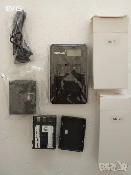 Универсално зарядно SEIWEI® + 2 батерии NB-2L (7.4V, 1200mAh, Li-ion), снимка 1