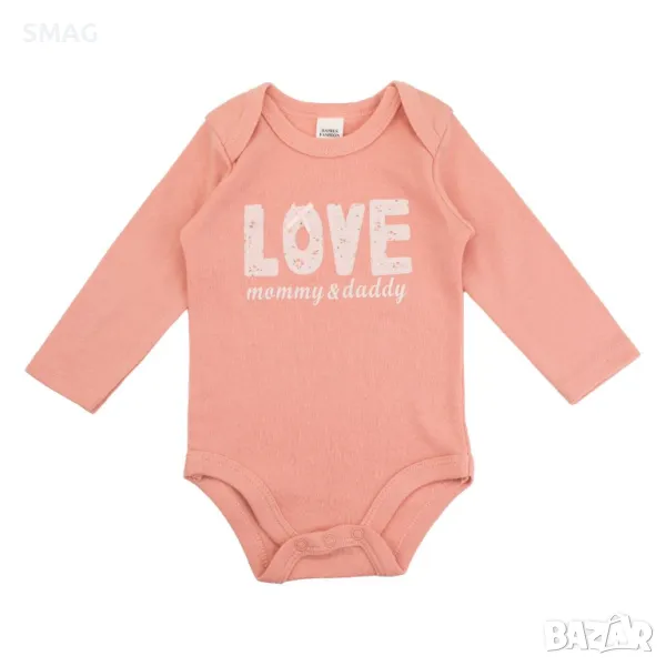 Бебешко памучно боди розово Love S_1245567, снимка 1