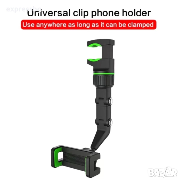 Универсален държач за телефон за автомобилно огледало – регулируем, снимка 1