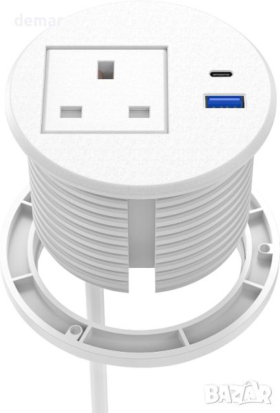 Захранващ контакт Ohio Desk Grommet USB C PD 20W, вграден с 2 USB порта, бял, снимка 1