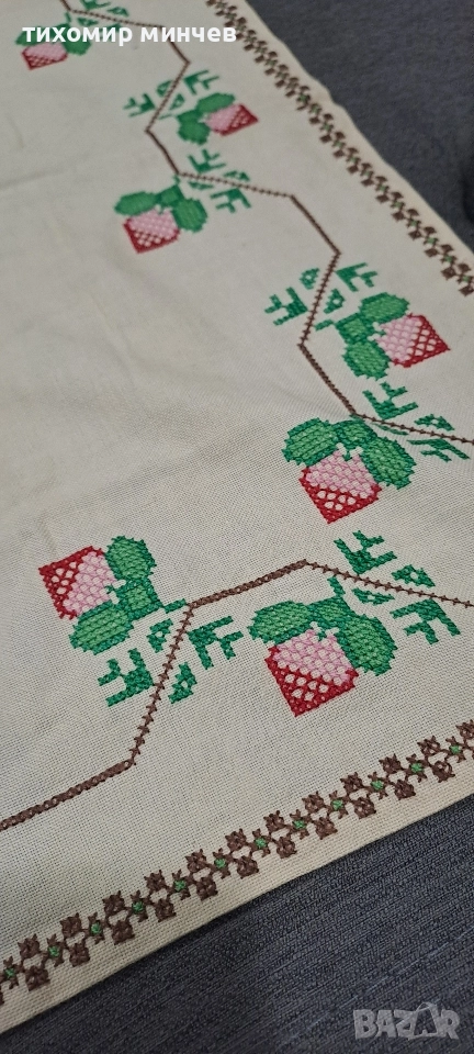 Покривка каре плетена, снимка 1